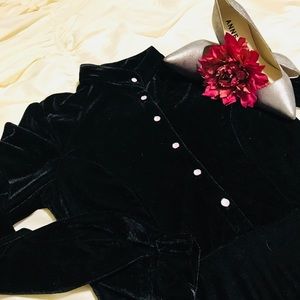 Long, maxi length black velvet dress M